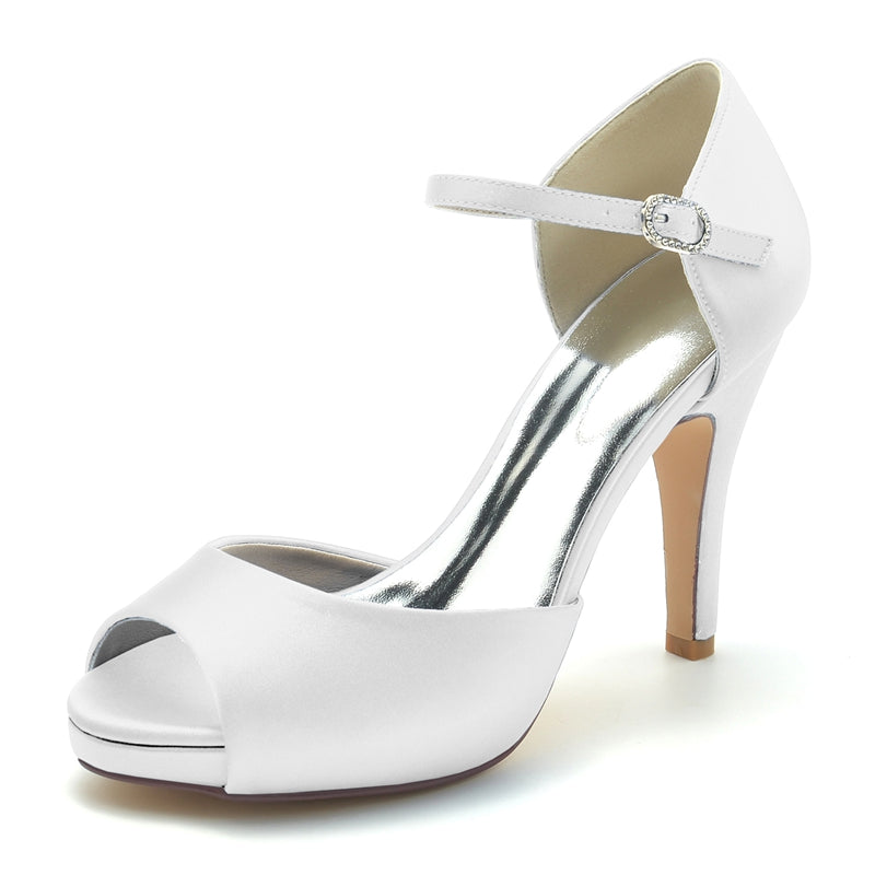 Women's Wedding Shoes Peep Toe Stiletto Heel High-End Minimalism Buckle Bridal Shoes