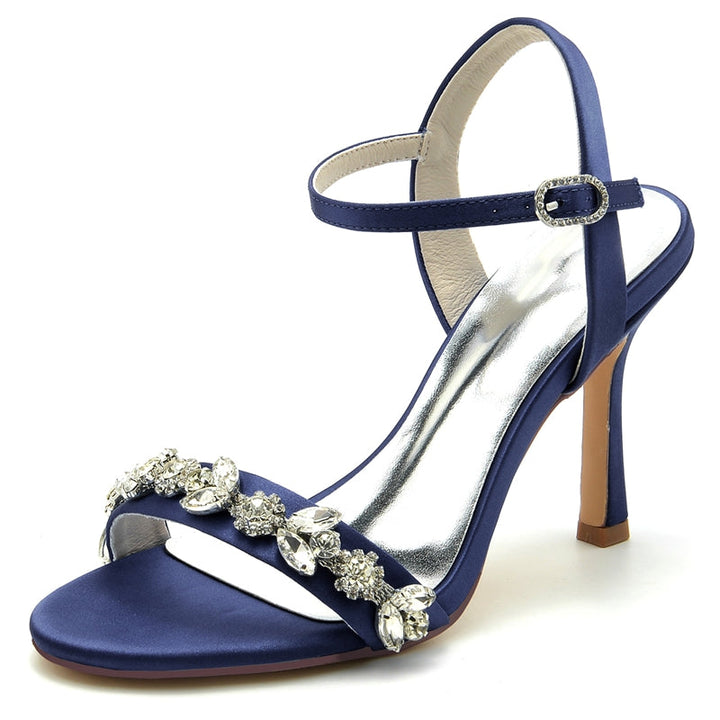 Women's Wedding Shoes Stiletto Heel Stylish Buckle Bridal Shoes with Rhinestone