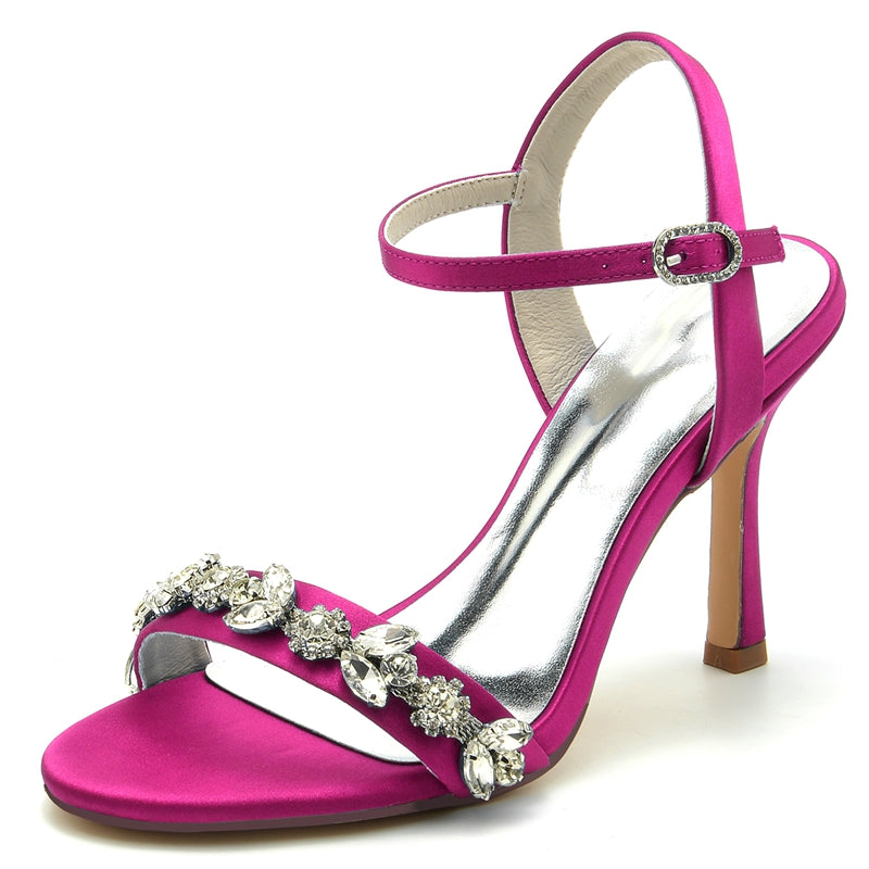 Women's Wedding Shoes Stiletto Heel Stylish Buckle Bridal Shoes with Rhinestone