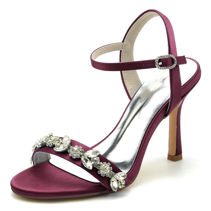 Women's Wedding Shoes Stiletto Heel Stylish Buckle Bridal Shoes with Rhinestone