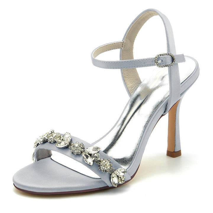 Women's Wedding Shoes Stiletto Heel Stylish Buckle Bridal Shoes with Rhinestone
