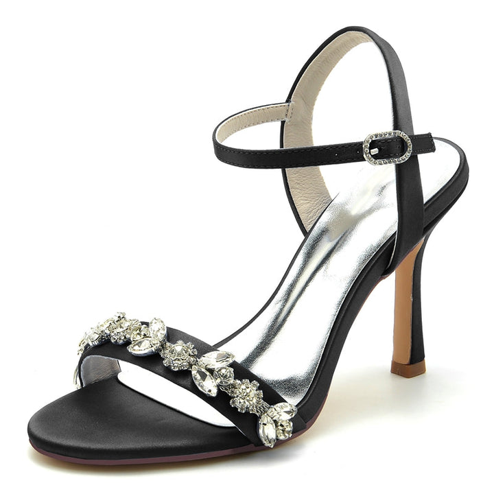 Women's Wedding Shoes Stiletto Heel Stylish Buckle Bridal Shoes with Rhinestone