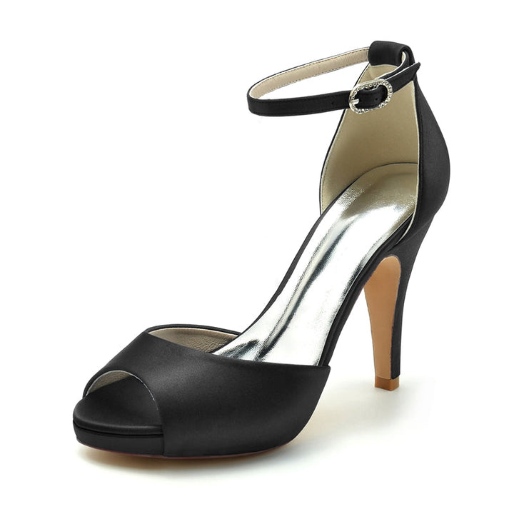Women's Wedding Shoes Thick Sole Peep Toe High Heel Buckle Simple Bridal Shoes