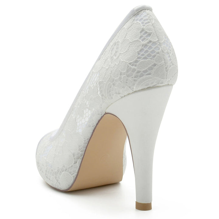 Women's Wedding Shoes Peep Toe High Heel Exquisite Lace Versatile Bridal Shoes