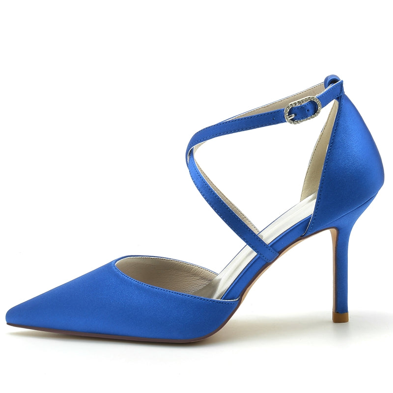 Women's Wedding Shoes High Heel Pointed Toe Crossed Straps Simple Bridal Shoes