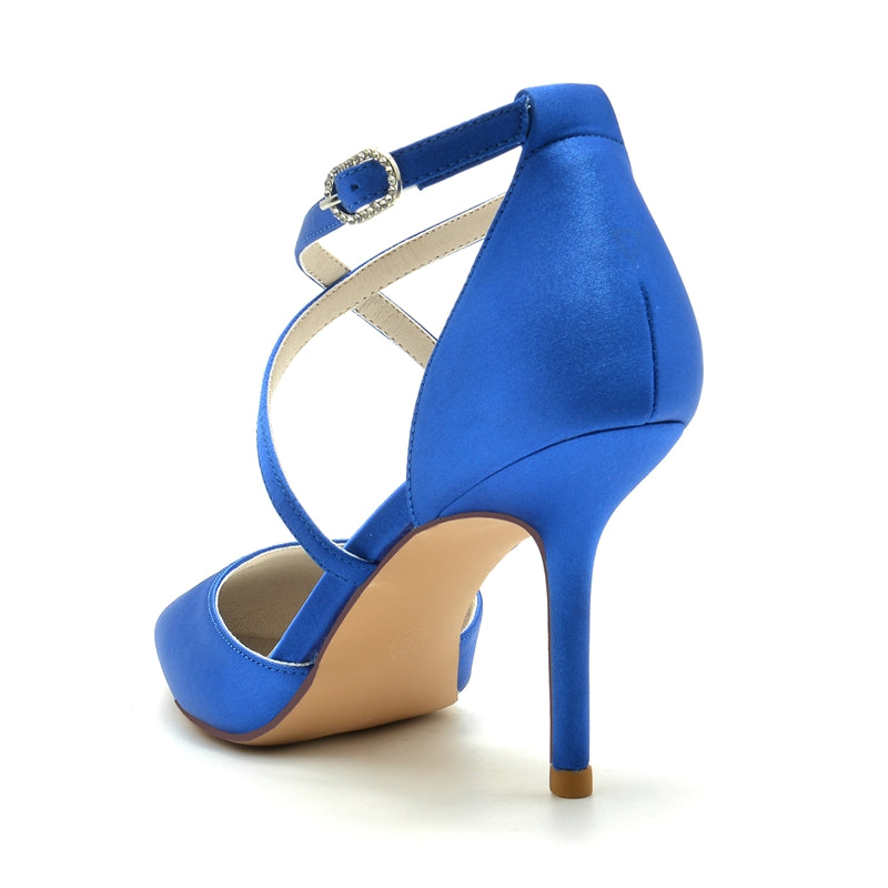 Women's Wedding Shoes High Heel Pointed Toe Crossed Straps Simple Bridal Shoes