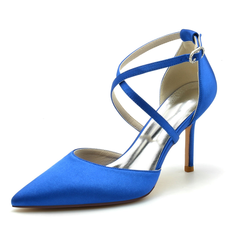 Women's Wedding Shoes High Heel Pointed Toe Crossed Straps Simple Bridal Shoes
