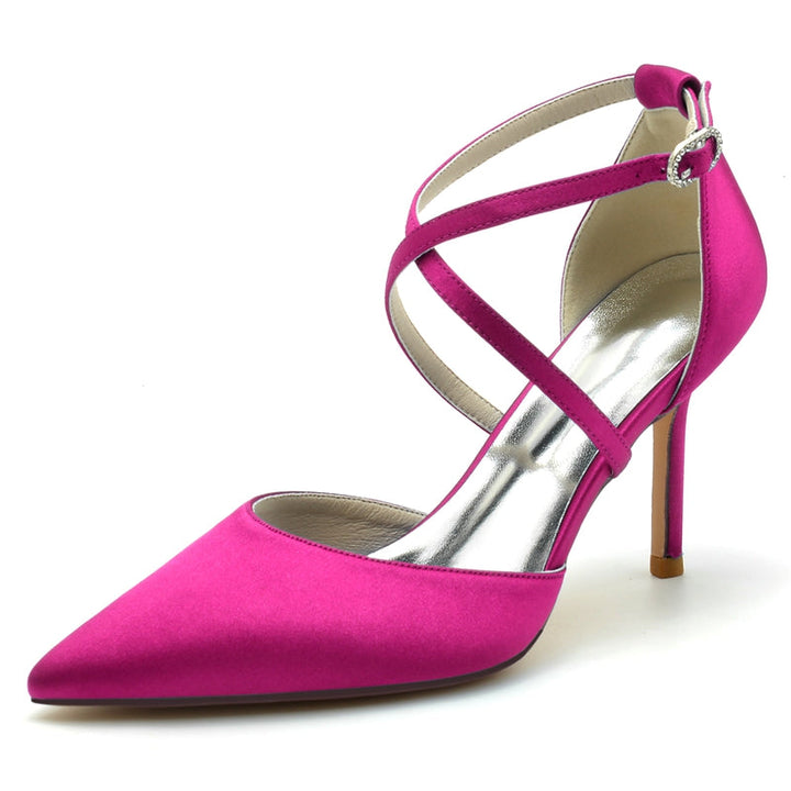 Women's Wedding Shoes High Heel Pointed Toe Crossed Straps Simple Bridal Shoes