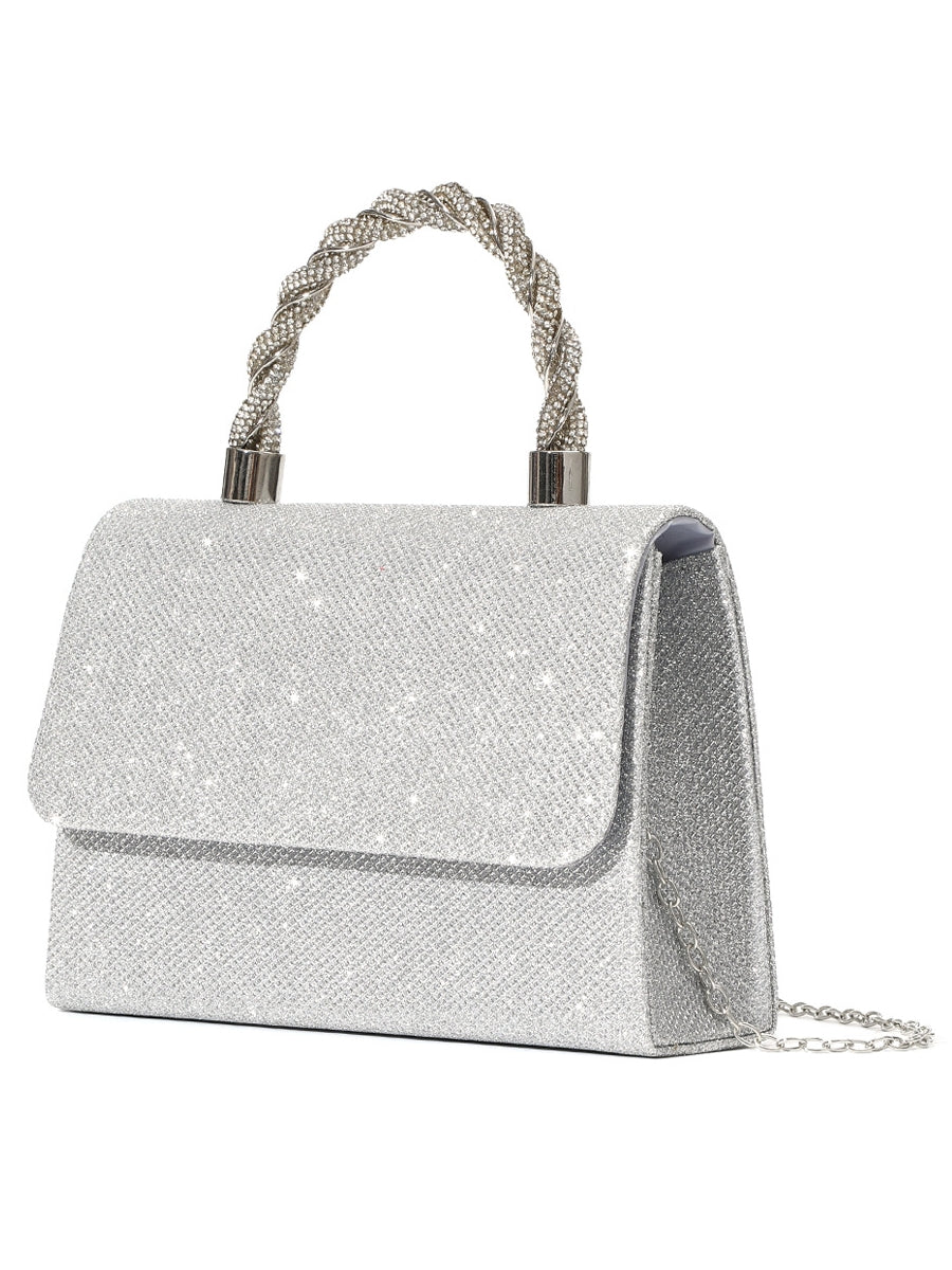 Polyester Multi Carry Solid Colour Chain Knot Design Evening Bags