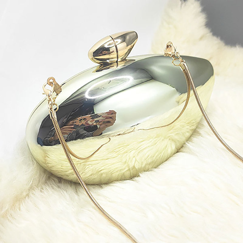 Gold Stylish Irregular Ellipse Candy Daily Chain Wedding Party Clutch Bag