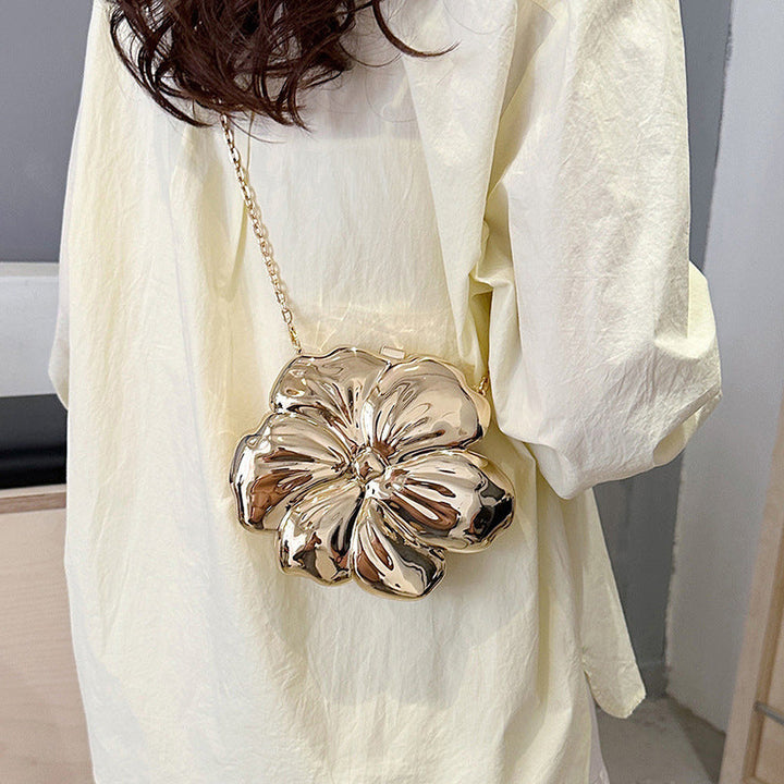 Gold PVC Acrylic Sweet Flower Daily Mini Wedding Party Clutch Bag