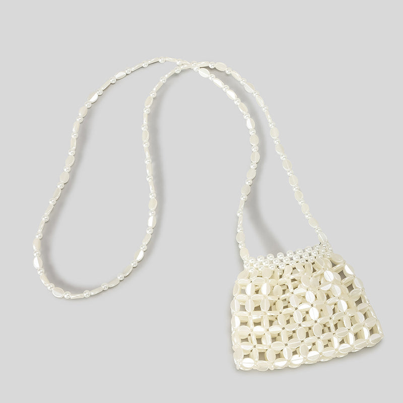 Chic Acrylic Sequins Elegant Weave Chain Evening Clutch Bag with Beadings