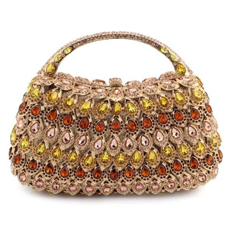 Retro Luxurious Wedding Party Evening Square HandBag with Rhinestone