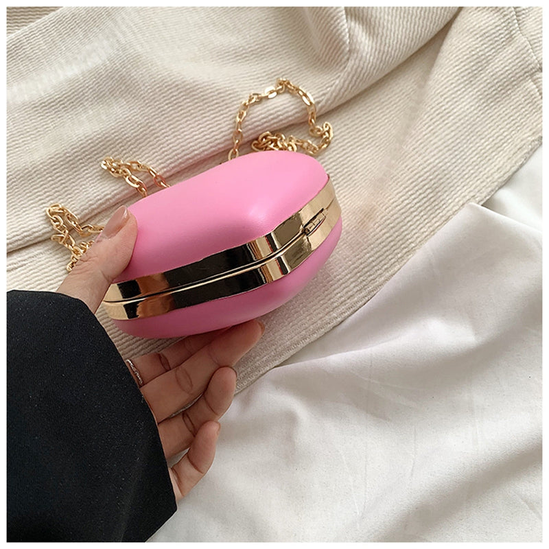 Chic PU Heart Minimalist Chain Evening Wedding Party Clutch Bag