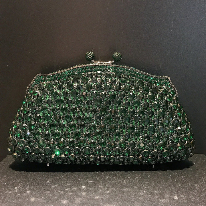 Skeleton Metal Retro Evening Party Clutch Bag with Irregular Rhinestones