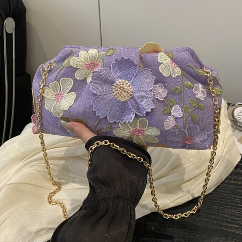 Women's Clutches & Wedding Party Evening Cocktail Bags 3D flowers Embroidery