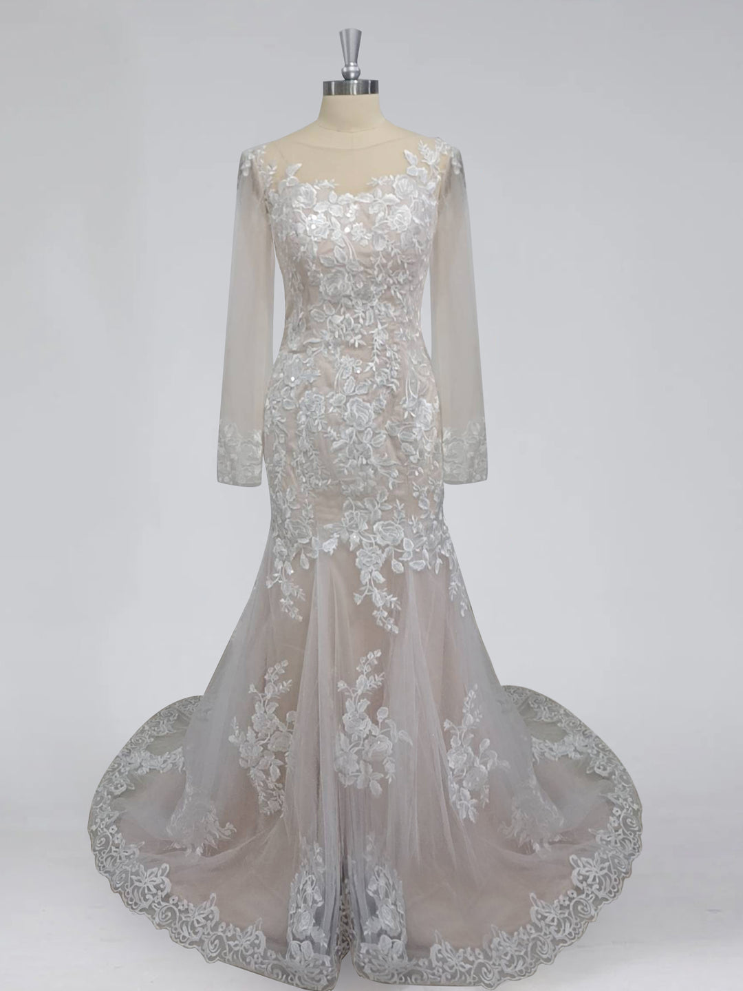 Trumpet/Mermaid V-Neck Floor-length Lace Wedding Dress