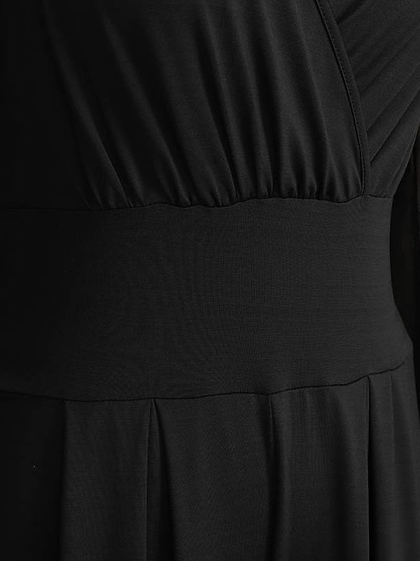 V-Neck Long Sleeves Floor-Length Wedding Guest Jumpsuits with Metallic Studs