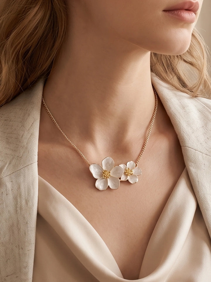 Women's Flower Baroque Chain Necklaces Formal For Bridal & Bridesmaid