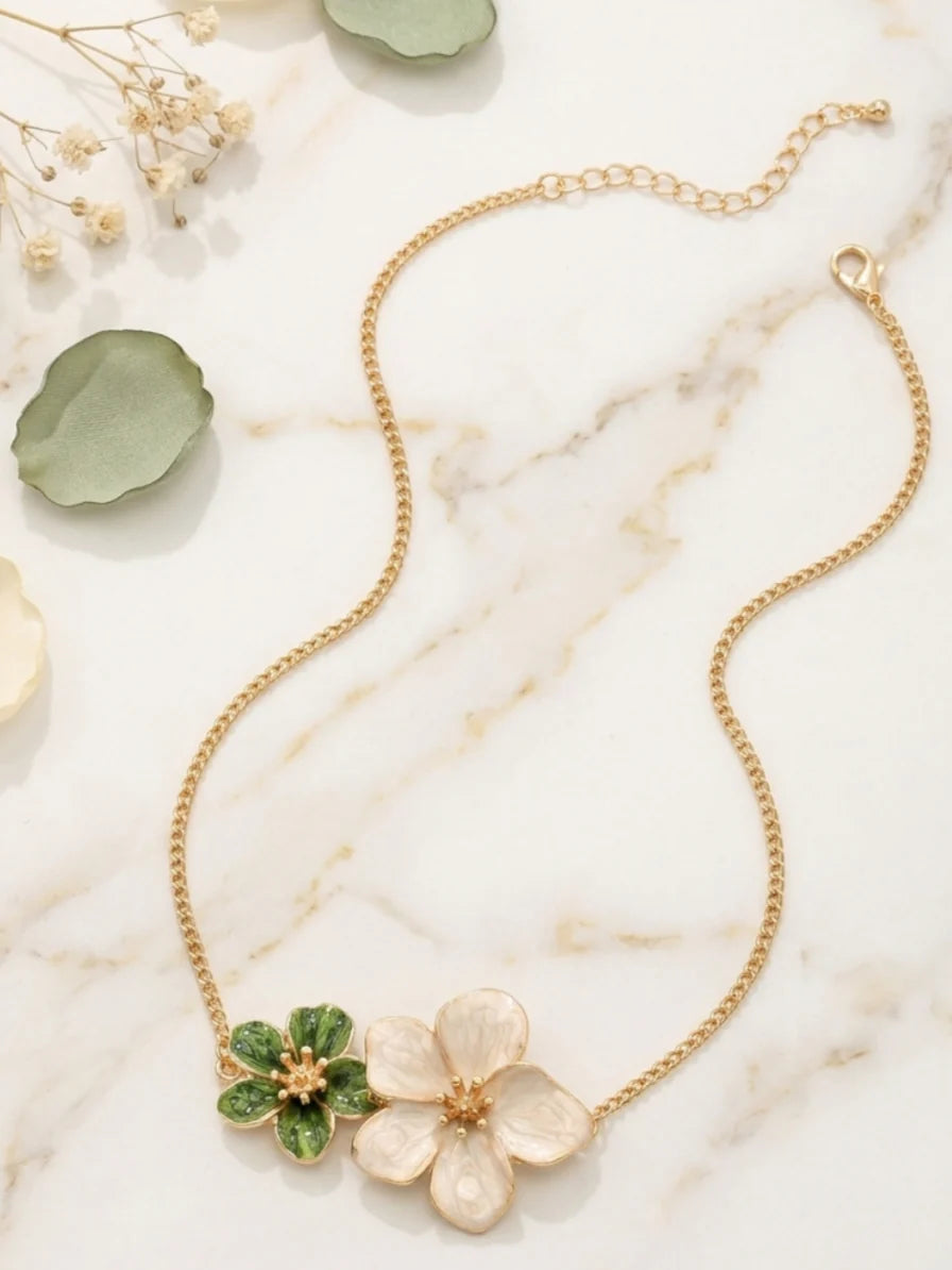 Women's Flower Baroque Chain Necklaces Formal For Bridal & Bridesmaid