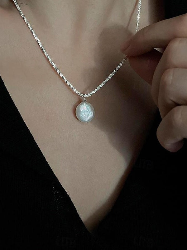 S925 Sterling Silver Necklace for Wedding Valentine's Day Daily Vintage Classic Round Necklace Jewelry