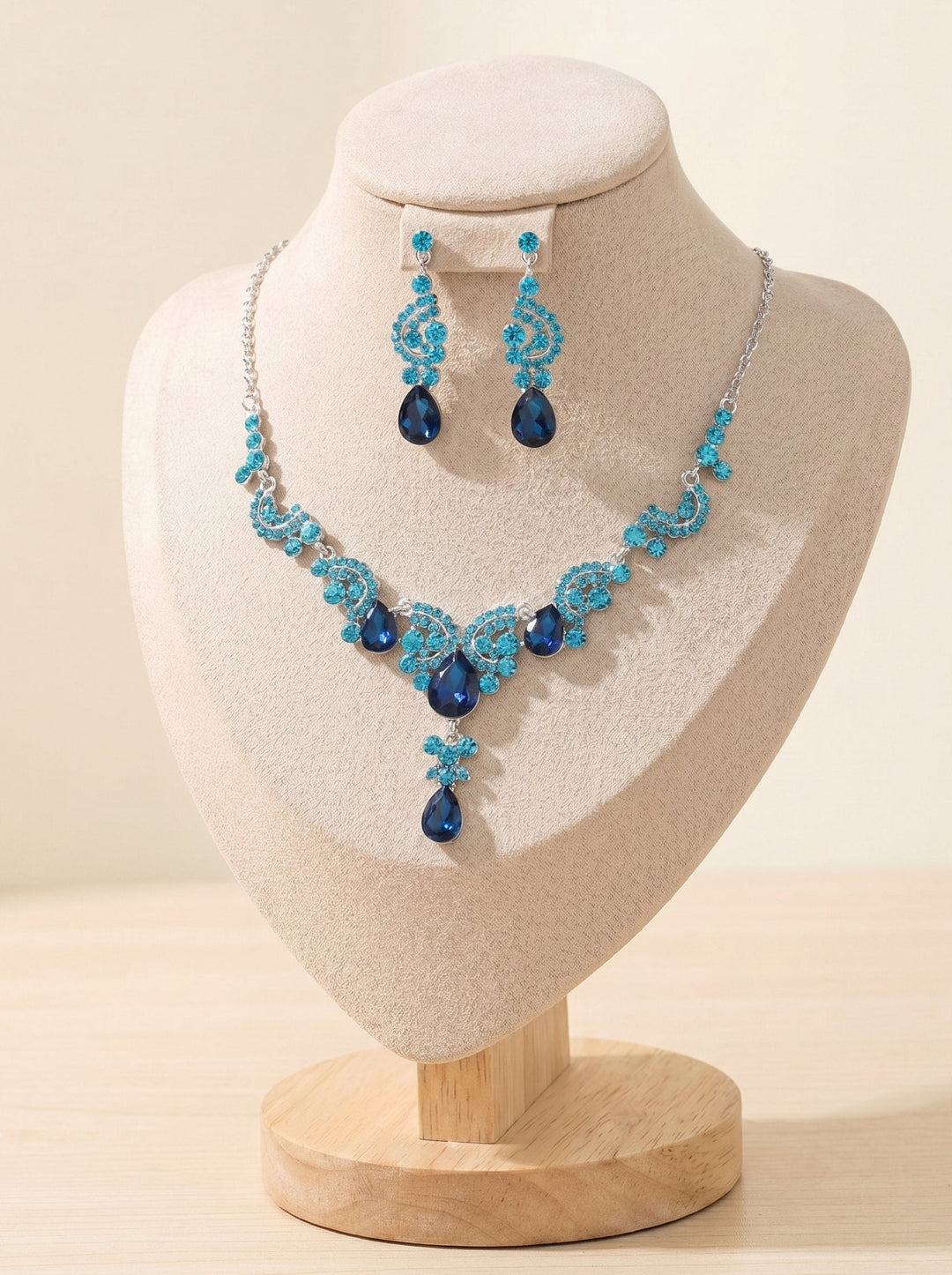 1 Set Bridal Jewelry Two-piece Elegant Zirconia Wedding Jewelry For Bride Earrings & Necklace