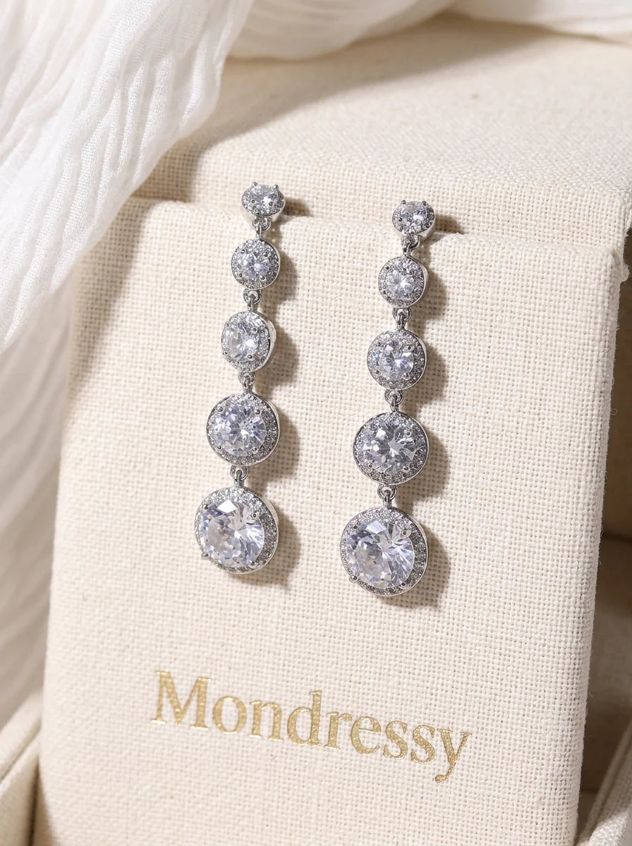 Gorgeous Elegant Cubic Zirconia Drop Earrings For Bridal & Bridesmaid