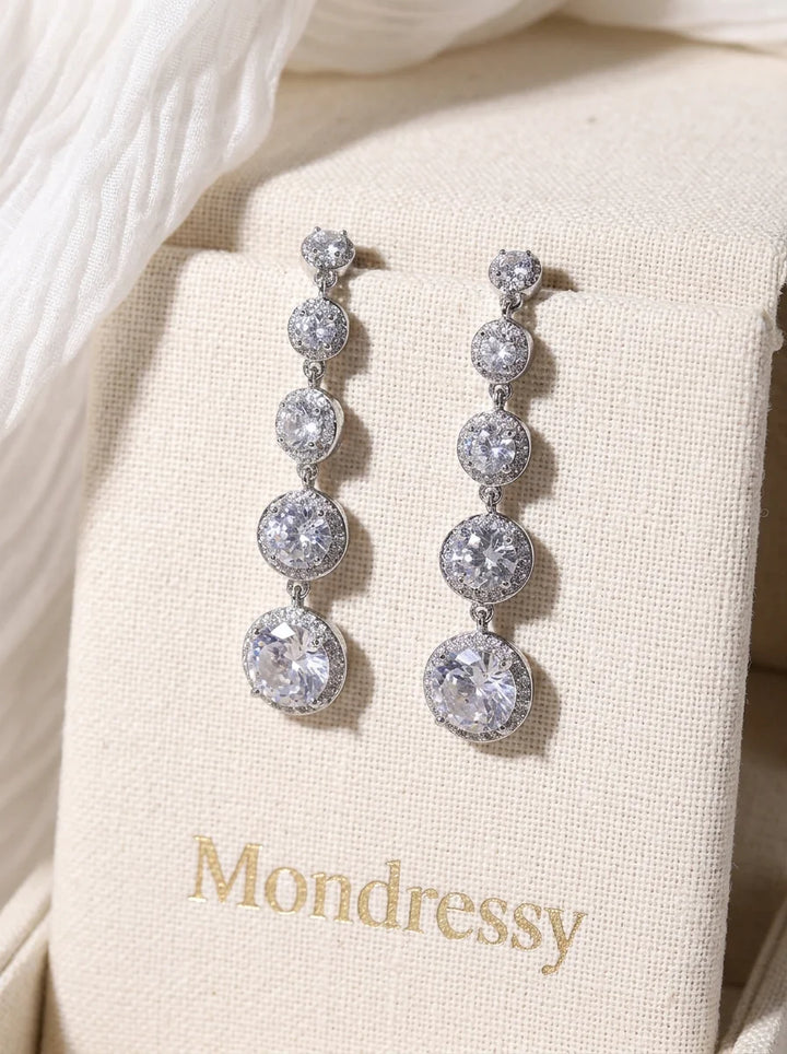 Gorgeous Elegant Cubic Zirconia Drop Earrings For Bridal & Bridesmaid