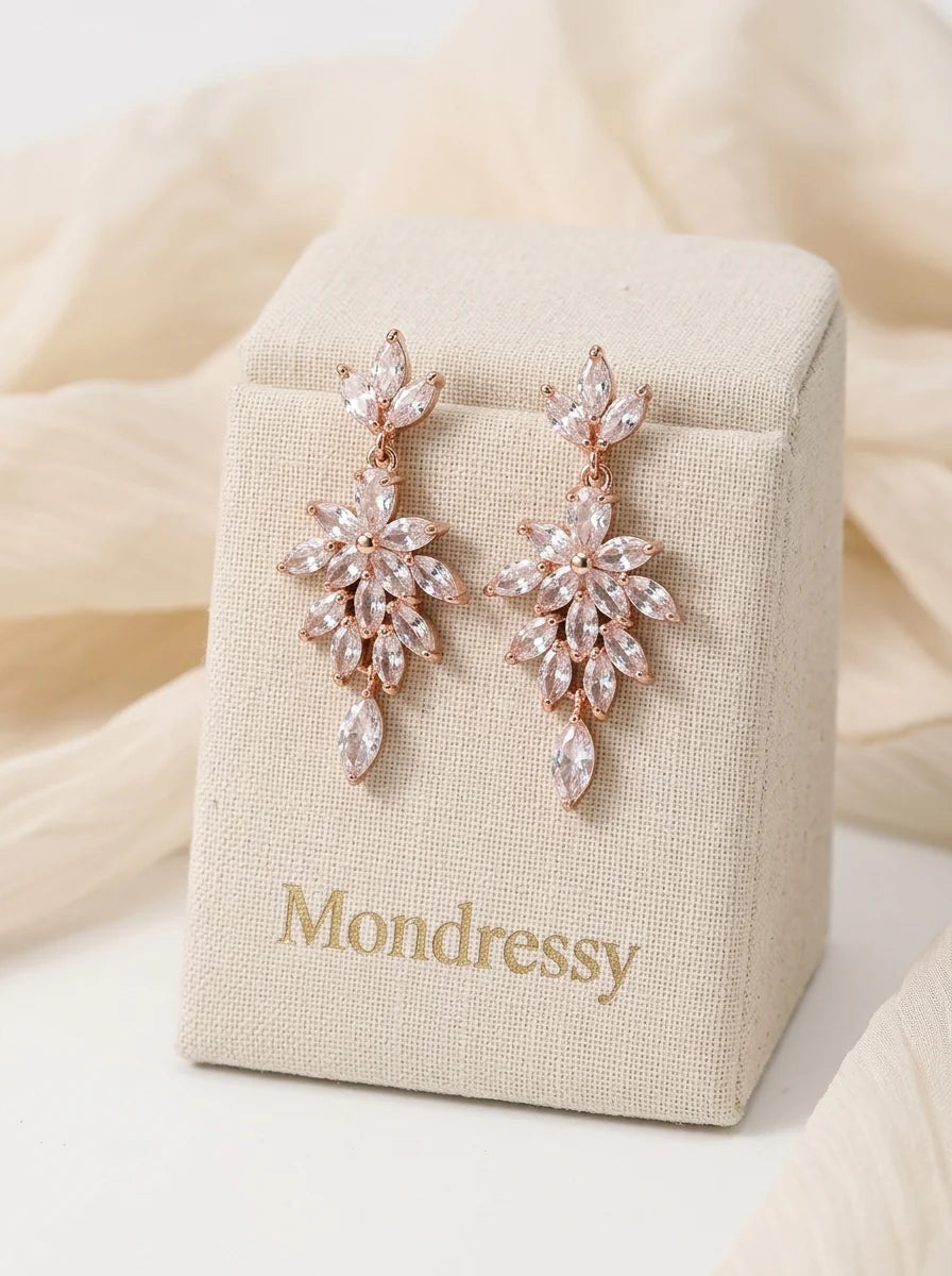 Elegant Luxurious Rhinestone Drop Earrings For Bridal & Bridesmaid