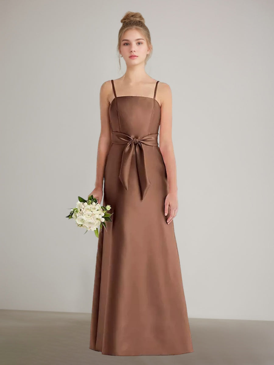 A-line/Princess Spaghetti Straps Junior Bridesmaid Dresses with Pockets & Sash