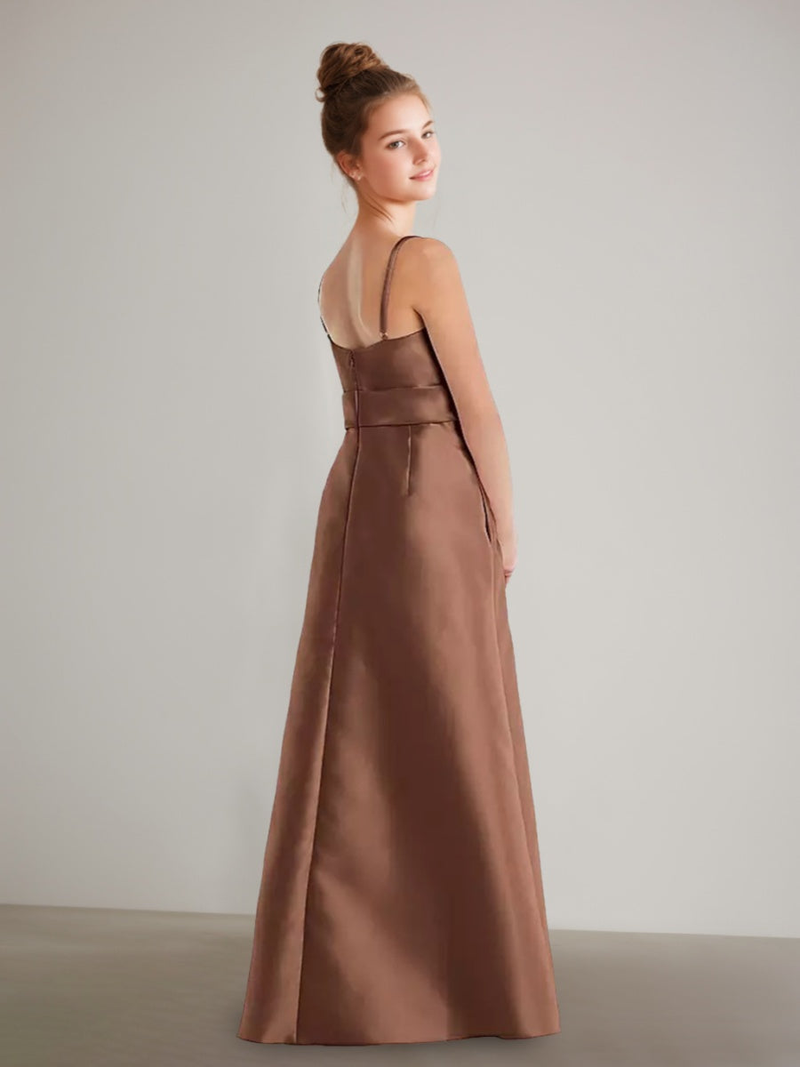 A-line/Princess Spaghetti Straps Junior Bridesmaid Dresses with Pockets & Sash