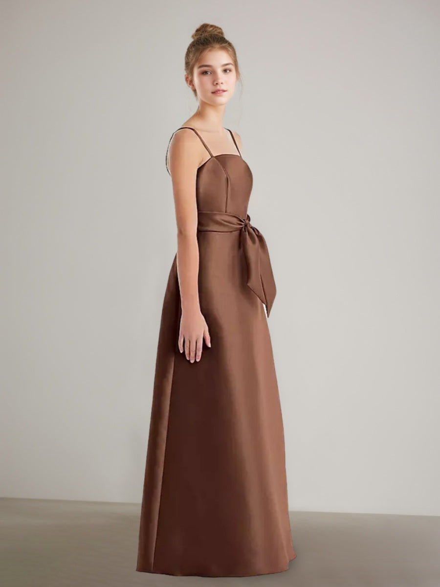 A-line/Princess Spaghetti Straps Junior Bridesmaid Dresses with Pockets & Sash