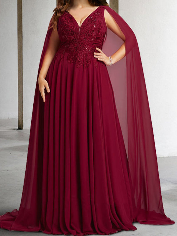 A-Line/Princess V-Neck Mother of the Bride Dresses with Applique