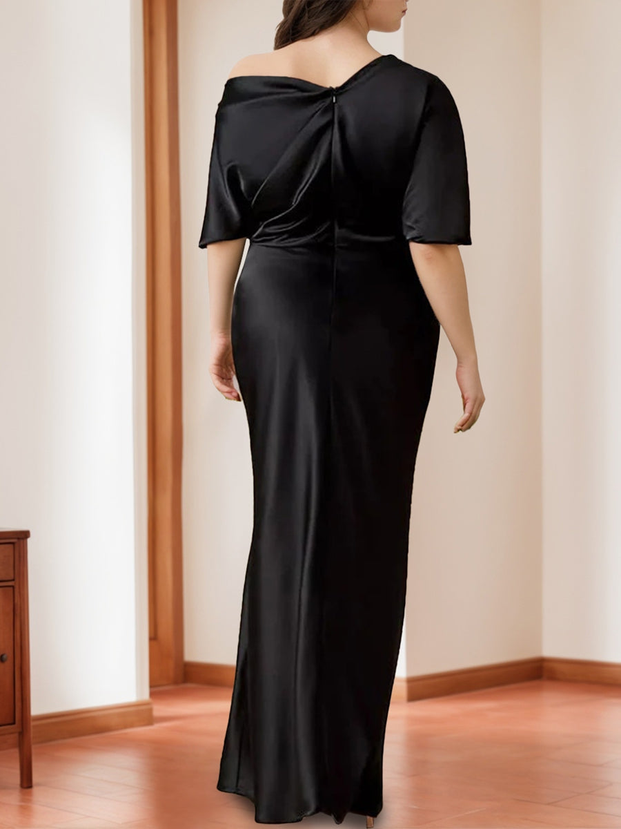 Sheath/Column One-Shoulder 1/2 Sleeves Elegant Plus Size Mother of the Bride Dresses
