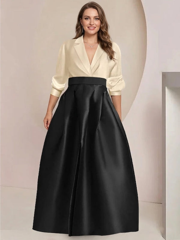 A-Line/Princess V-Neck Long Sleeves Plus Size Mother Of The Bride Dresses With Pockets