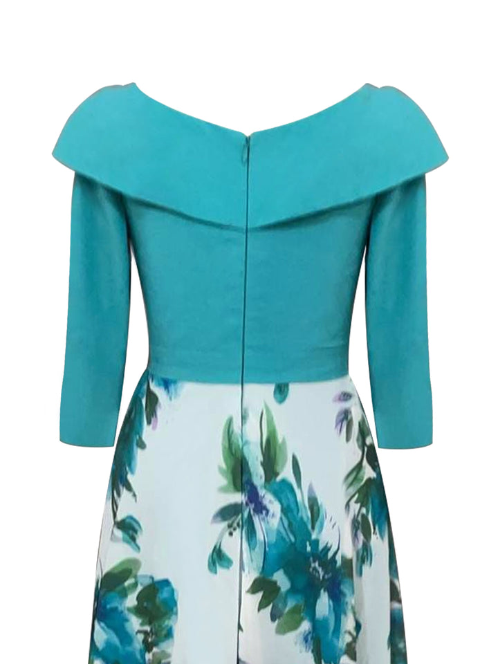 A-Line/Princess V-Neck 3/4 Sleeve Floral Ankle-Length Mother of the Bride Dresses