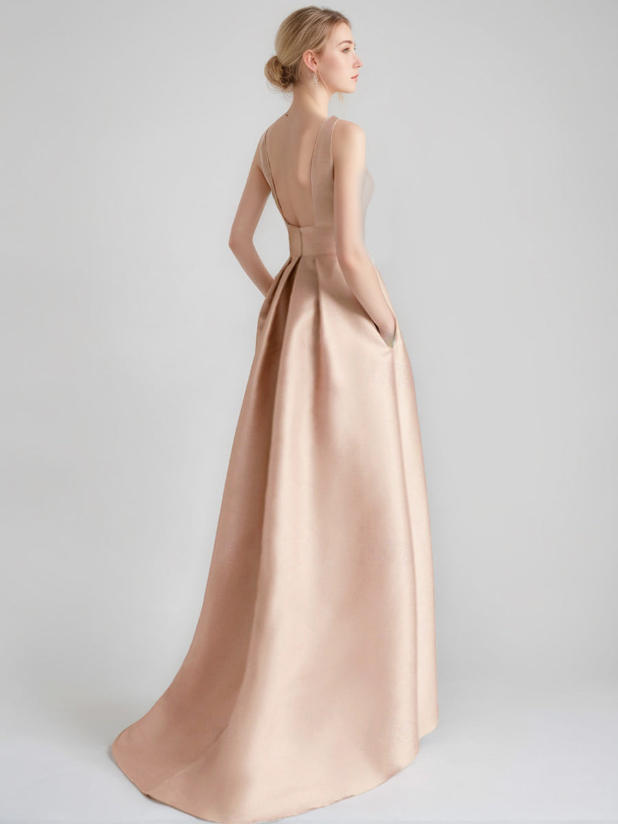 A-Line/Princess Scoop Sleeveless Asymmetrical Mother of the Bride & Groom Dresses with Appliques & Pocket