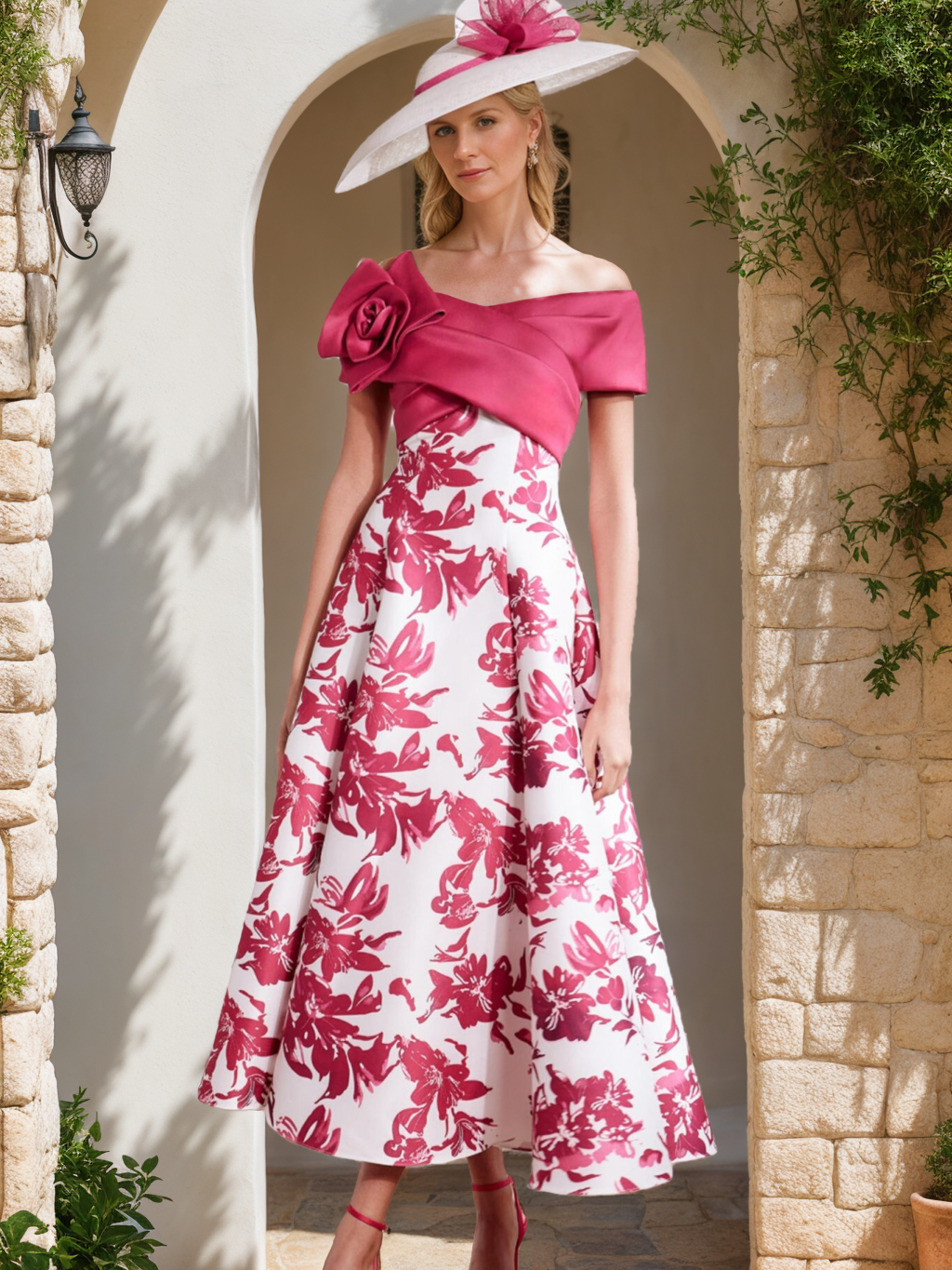 A-Line/Princess Ankle-Length Printed Floral Elegant Mother of the Bride Dresses