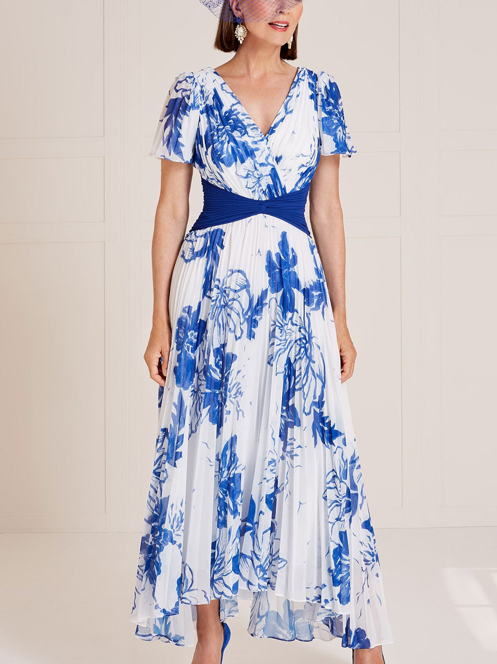 A-Line/Princess V-Neck Short Sleeves Ankle-Length Floral Elegant Mother of the Bride Dresses