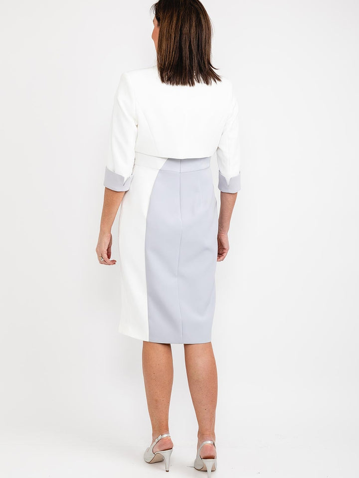 2 Piece Sheath/Column Knee-Length Scoop Short Sleeve Mother of the Bride Dress with Jacket
