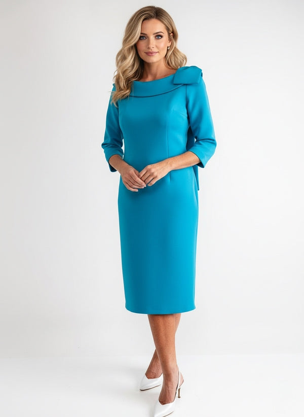 Sheath/Column Bow Neck 3/4 Sleeves Tea-Length Mother of the Bride Dresses
