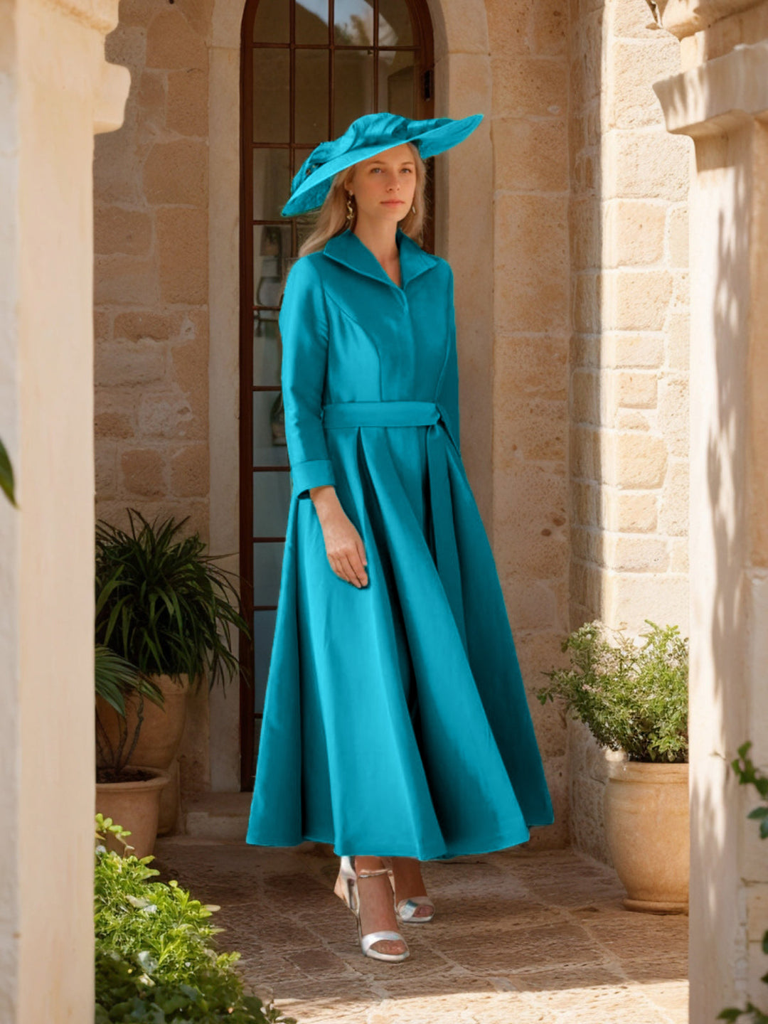 A-Line/Princess Long Sleeves Split Side Mother of the Bride Dresses with Belt Bowknot