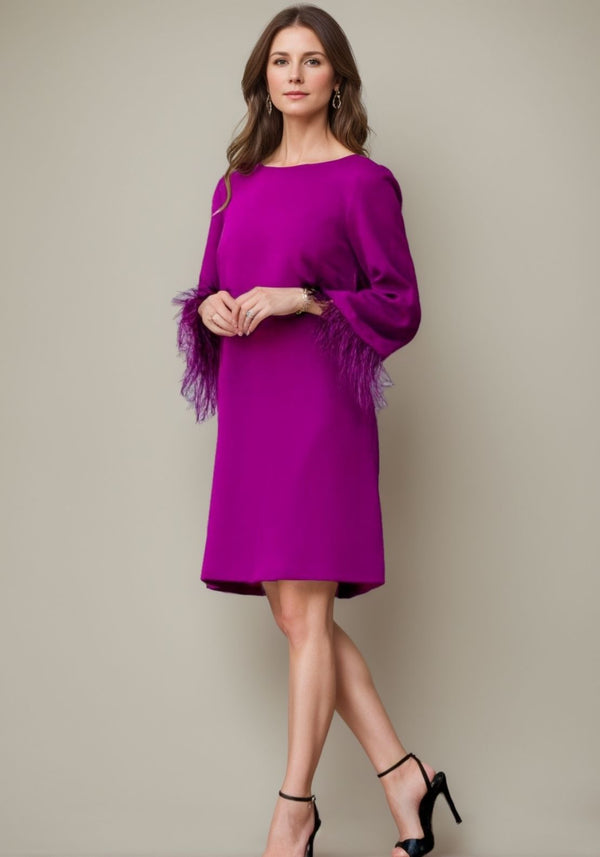 Sheath/Column Mini Long Sleeves Mother of the Bride Dresses Deep V-back