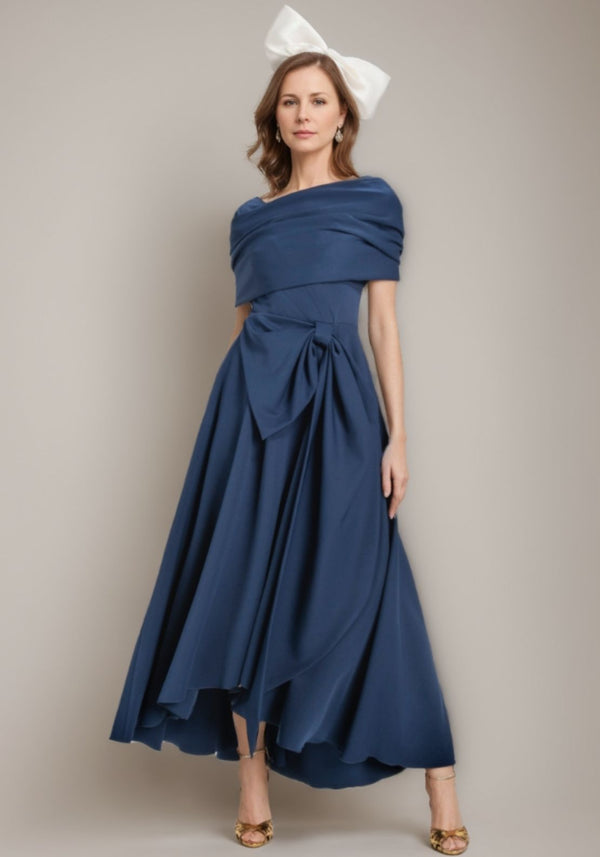 A-Line/Princess V-Neck Ankle-Length Bowknot Mother of the Bride Dresses with Cape