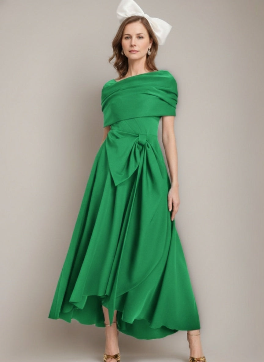 A-Line/Princess V-Neck Ankle-Length Bowknot Mother of the Bride Dresses with Cape