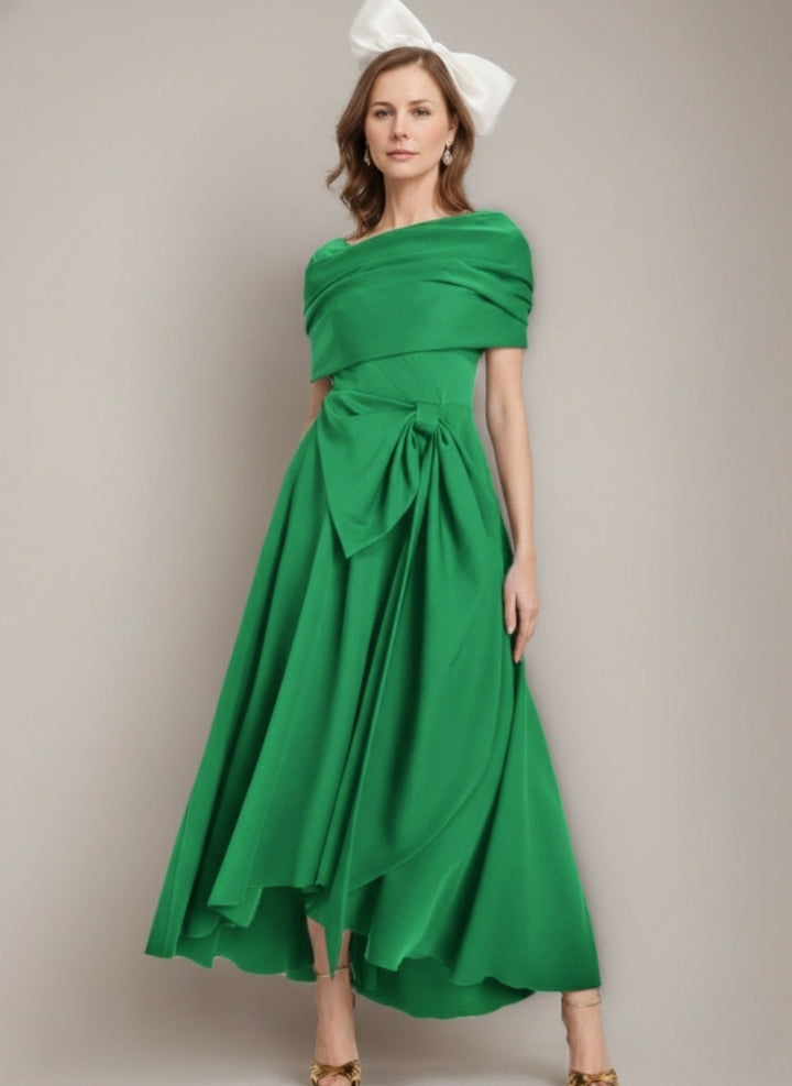 A-Line/Princess V-Neck Ankle-Length Bowknot Mother of the Bride Dresses with Cape