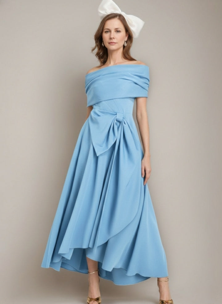 A-Line/Princess V-Neck Ankle-Length Bowknot Mother of the Bride Dresses with Cape
