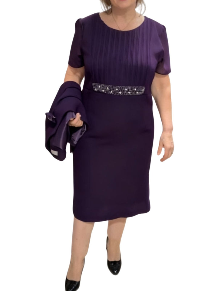 2 Pieces Tea Length Mother of the Bride Dresses with Jacket & Sequins