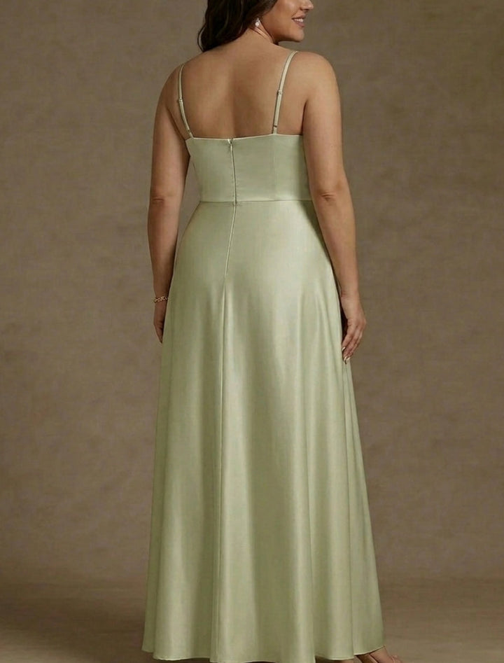 2 Pieces A-Line/Princess Silk Satin Scoop Plus Size Mother ofthe Bride Dresses Lace Floor Length Short Sleeves