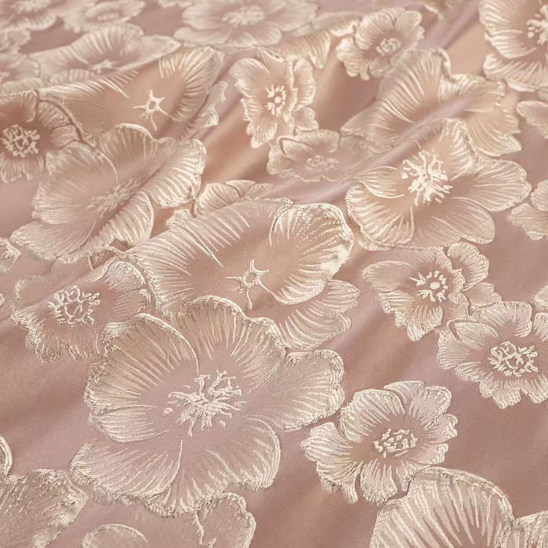 A-Line/Princess V-Neck Jacquard Mother of the Bride Dresses Floral Floor-Length 3/4 Sleeves